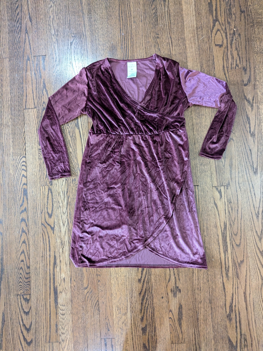 Serra Velvet Faux-Wrap Dress in Burgundy